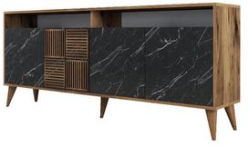 komoda riesutas - Kalune Design Konsolė Milanas - riešutas, juodas marmuras - 1 nuotrauka