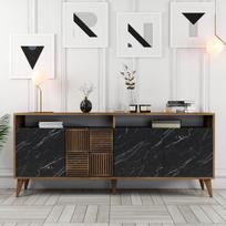 komoda riesutas - Kalune Design Konsolė Milanas - riešutas, juodas marmuras - 2 nuotrauka