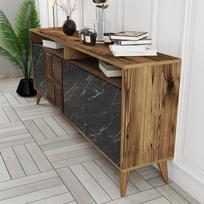komoda riesutas - Kalune Design Konsolė Milanas - riešutas, juodas marmuras - 5 nuotrauka