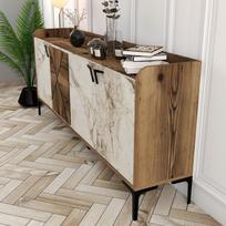 konsolis staliukas - Kalune Design Konsolė Venedik - riešutmedžio, balto marmuro - 5 nuotrauka