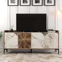 konsolis staliukas - Kalune Design Konsolė Venedik - riešutmedžio, balto marmuro - 6 nuotrauka