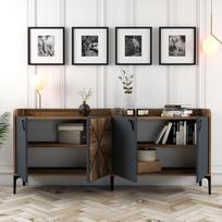 konsolis staliukas - Kalune Design Konsolė Venedik - Walnut, antracitas - 4 nuotrauka