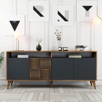 konsolis staliukas - Kalune Design Konsolė Milanas - riešutas, antracitas - 2 nuotrauka
