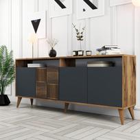 konsolis staliukas - Kalune Design Konsolė Milanas - riešutas, antracitas - 3 nuotrauka