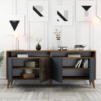 konsolis staliukas - Kalune Design Konsolė Milanas - riešutas, antracitas - 4 nuotrauka