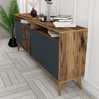 konsolis staliukas - Kalune Design Konsolė Milanas - riešutas, antracitas - 5 nuotrauka