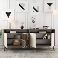 konsolis staliukas - Kalune Design Konsolė Milanas - riešutmedžio, grietinėlės - 4 nuotrauka