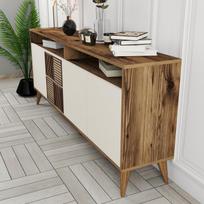 konsolis staliukas - Kalune Design Konsolė Milanas - riešutmedžio, grietinėlės - 5 nuotrauka