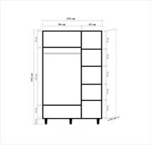 tamsios spintos - Spinta Kalune Design Wardrobe 863 (VI), 135 cm, ąžuolo spalvos/tamsiai mėlyna - 8 nuotrauka