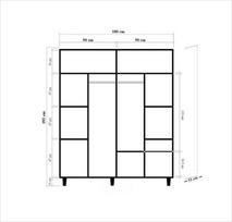 tamsios spintos - Spinta Kalune Design Wardrobe 863 (II), 180 cm, ąžuolo spalvos/tamsiai mėlyna - 8 nuotrauka