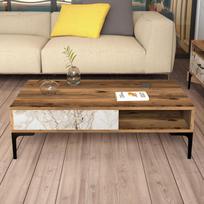 graikiniai riesutai - Kalune Design Kavos stalelis Stambulas - riešutmedžio, balto marmuro - 4 nuotrauka