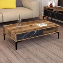 graikiniai riesutai - Kalune Design Kavos stalelis Stambulas - riešutmedžio, juodas marmuras - 2 nuotrauka