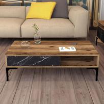 graikiniai riesutai - Kalune Design Kavos stalelis Stambulas - riešutmedžio, juodas marmuras - 4 nuotrauka