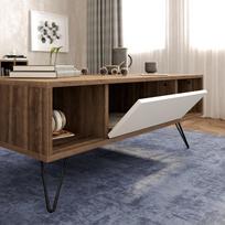 graikiniai riesutai - Kalune Design Kavos stalelis Mistico - Walnut, Baltas - 2 nuotrauka