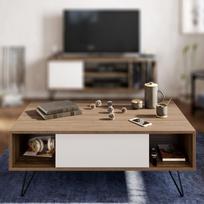 graikiniai riesutai - Kalune Design Kavos stalelis Mistico - Walnut, Baltas - 3 nuotrauka