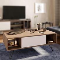 graikiniai riesutai - Kalune Design Kavos stalelis Mistico - Walnut, Baltas - 4 nuotrauka