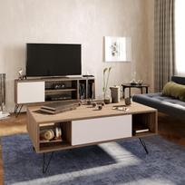 graikiniai riesutai - Kalune Design Kavos stalelis Mistico - Walnut, Baltas - 5 nuotrauka