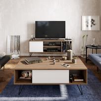 graikiniai riesutai - Kalune Design Kavos stalelis Mistico - Walnut, Baltas - 6 nuotrauka