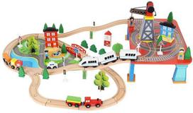 medine trasa - Kruzzel Wooden Train XL14069, 800 mm - 1 nuotrauka