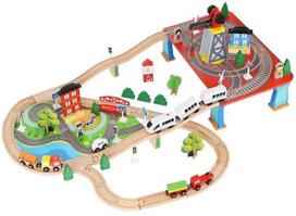 medine trasa - Kruzzel Wooden Train XL14069, 800 mm - 2 nuotrauka