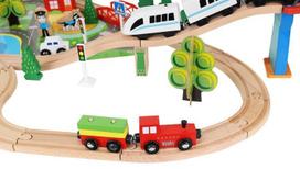 medine trasa - Kruzzel Wooden Train XL14069, 800 mm - 5 nuotrauka