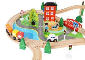medine trasa - Kruzzel Wooden Train XL14069, 800 mm - 6 nuotrauka