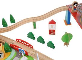 medine trasa - Kruzzel Wooden Train XL14069, 800 mm - 7 nuotrauka