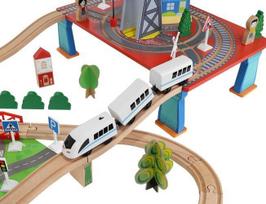 medine trasa - Kruzzel Wooden Train XL14069, 800 mm - 9 nuotrauka