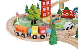 medine trasa - Kruzzel Wooden Train XL14069, 800 mm - 10 nuotrauka