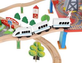 medine trasa - Kruzzel Wooden Train XL14069, 800 mm - 13 nuotrauka