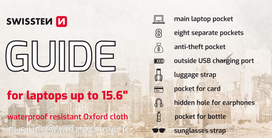 laptopo krepsiai - Swissten Backpack 15.6" juoda - 5 nuotrauka