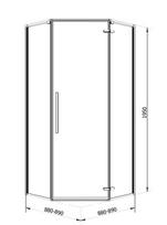 masterjero duso kabinos - Masterjero K76 K765BB, penkiakampė, be padėklo, 900 mm x 900 mm x 1950 mm - 2 nuotrauka