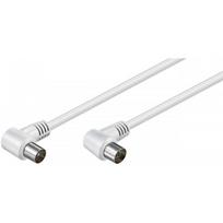 Kabelis TV antenai RF, 2.5m, kištukas - lizdas kampu, baltas