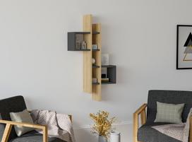 Kalune Design Sienos lentyna EMSE - safyro ąžuolas, antracitas