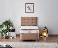 kalune design love - Kalune Design Vienas čiužinys, bazė ir galvos Latte - šviesiai rudos (100 x 200) - 2 nuotrauka