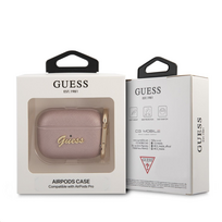 Guess GUAPSASMP Saffiano metal logo Case for Airpods Pro Pink