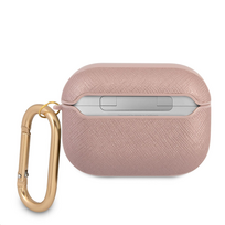 ausines rozines - Guess GUAPSASMP Saffiano metal logo Case for Airpods Pro Pink - 2 nuotrauka