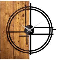 Sieninis kvarcinis laikrodis Wallity Wooden Clock 38, juoda/riešuto