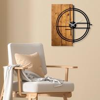 stalinis laikrodis - Sieninis kvarcinis laikrodis Wallity Wooden Clock 38, juoda/riešuto - 3 nuotrauka