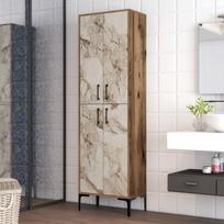 komoda riesutas - Kalune Design Daugiafunkcinė kabinetas Berlin A - Walnut, Baltas Marble - 2 nuotrauka