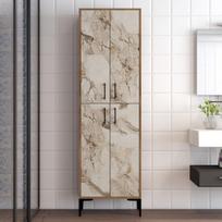 komoda riesutas - Kalune Design Daugiafunkcinė kabinetas Berlin A - Walnut, Baltas Marble - 3 nuotrauka