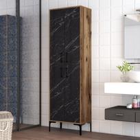 komoda riesutas - Kalune Design Daugiafunkcinė kabinetas Berlin A - Walnut, Juodas Marble - 2 nuotrauka