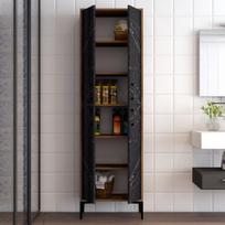 komoda riesutas - Kalune Design Daugiafunkcinė kabinetas Berlin A - Walnut, Juodas Marble - 4 nuotrauka