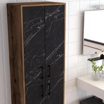 komoda riesutas - Kalune Design Daugiafunkcinė kabinetas Berlin A - Walnut, Juodas Marble - 5 nuotrauka
