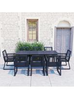 lauko baldu 9 vietu - Lauko baldų komplektas VLX Outdoor Dining Set 3060218, juodas, 8 vietų - 1 nuotrauka
