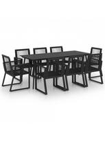 lauko baldu 9 vietu - Lauko baldų komplektas VLX Outdoor Dining Set 3060218, juodas, 8 vietų - 2 nuotrauka