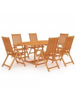 rudi lauko baldai - Lauko baldų komplektas VLX 7 Piece Solid Teak Wood 3059528, rudas, 6 vietų - 2 nuotrauka