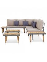 lauko baldai 7 vietos - Lauko baldų komplektas VLX 7-Seater Lounge Set 46482, pilkas/rudas, 7 vietų - 4 nuotrauka