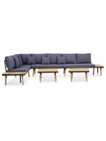 lauko baldai 7 vietos - Lauko baldų komplektas VLX 7-Seater Lounge Set 46483, rudas/tamsiai pilka, 7 vietų - 3 nuotrauka