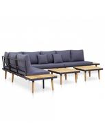 lauko baldai 7 vietos - Lauko baldų komplektas VLX 7-Seater Lounge Set 46483, rudas/tamsiai pilka, 7 vietų - 4 nuotrauka